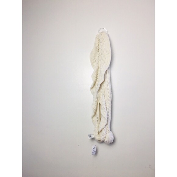 Charter Club Scarf Ruffle Knit Boa Ivory Pompon End Neck Warmer - Picture 8 of 8